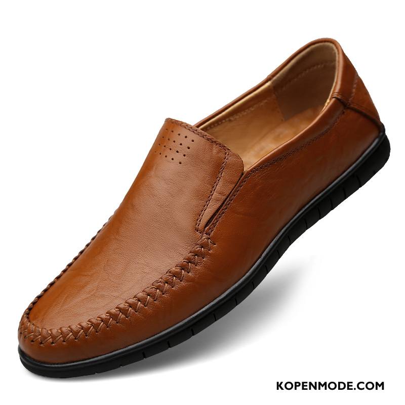 Mocassins Heren Echt Leer Bootschoenen Casual Slip On Mannen Voorjaar Bruine