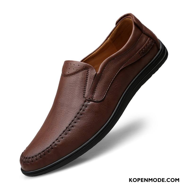 Mocassins Heren Echt Leer Bootschoenen Casual Slip On Mannen Voorjaar Bruine