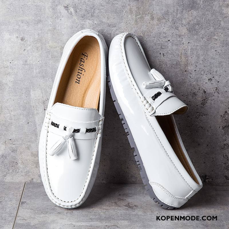 Mocassins Heren Kwastjes Slip On Trend Pailletten Lakleer Bootschoenen Rood