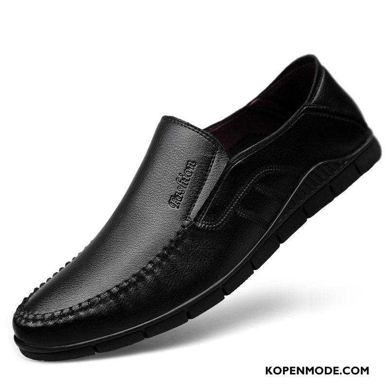 Mocassins Heren Leren Schoenen Slip On Casual Bootschoenen Leer Echt Leer Bruine