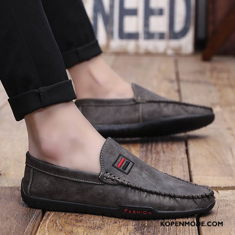 Mocassins Heren Leren Schoenen Trend Mannen Driver Bootschoenen Slip On Zwart