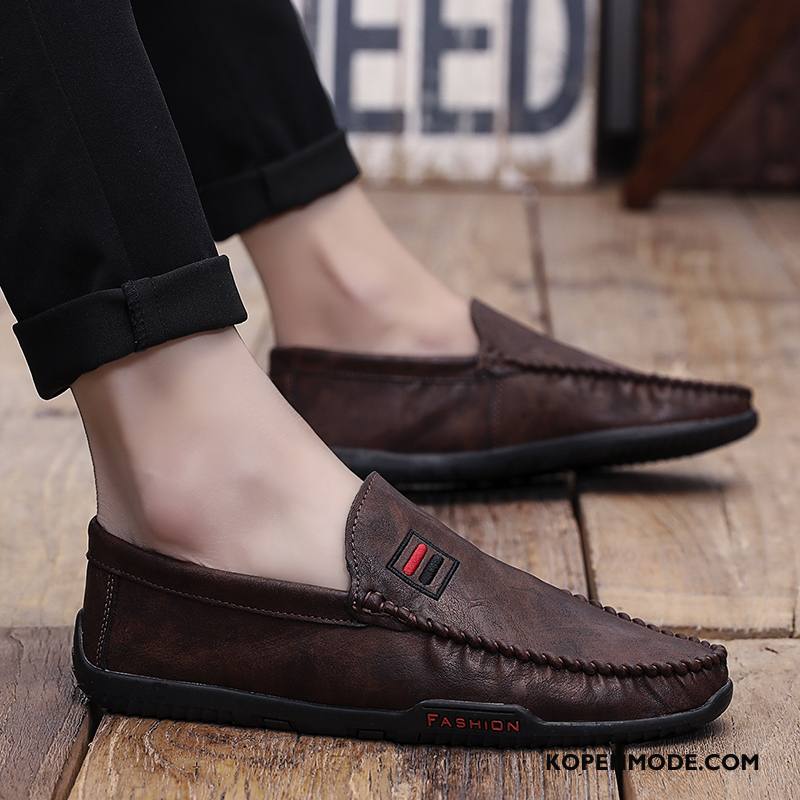 Mocassins Heren Leren Schoenen Trend Mannen Driver Bootschoenen Slip On Zwart