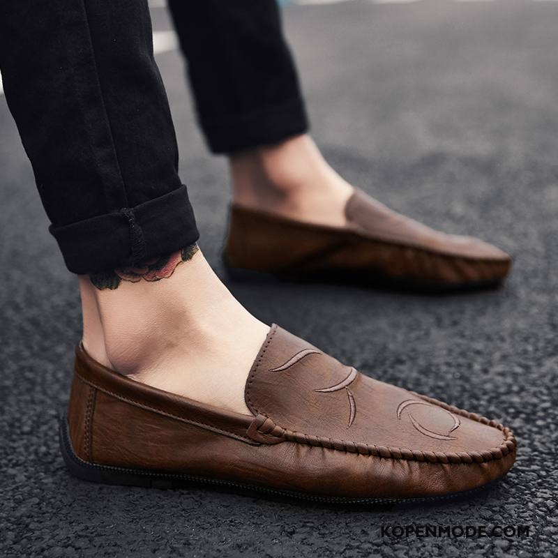 Mocassins Heren Leren Schoenen Trend Mannen Voorjaar Slip On Bootschoenen Zwart