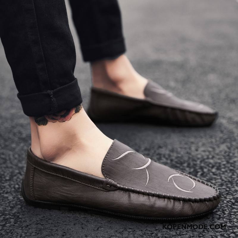 Mocassins Heren Leren Schoenen Trend Mannen Voorjaar Slip On Bootschoenen Zwart