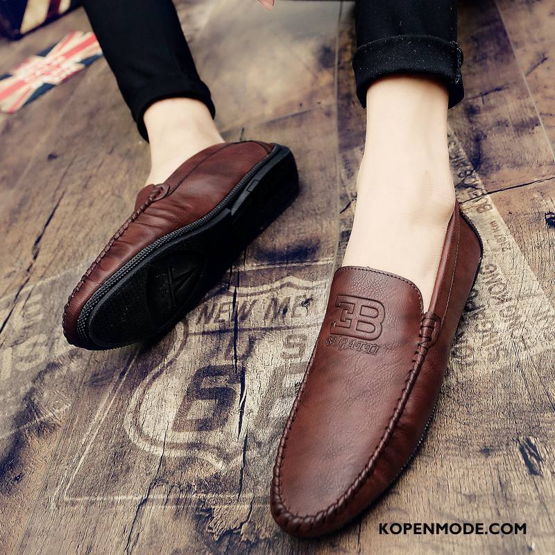 Mocassins Heren Leren Schoenen Trend Mannen Voorjaar Slip On Bootschoenen Zwart