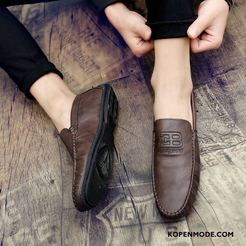 Mocassins Heren Leren Schoenen Trend Mannen Voorjaar Slip On Bootschoenen Zwart