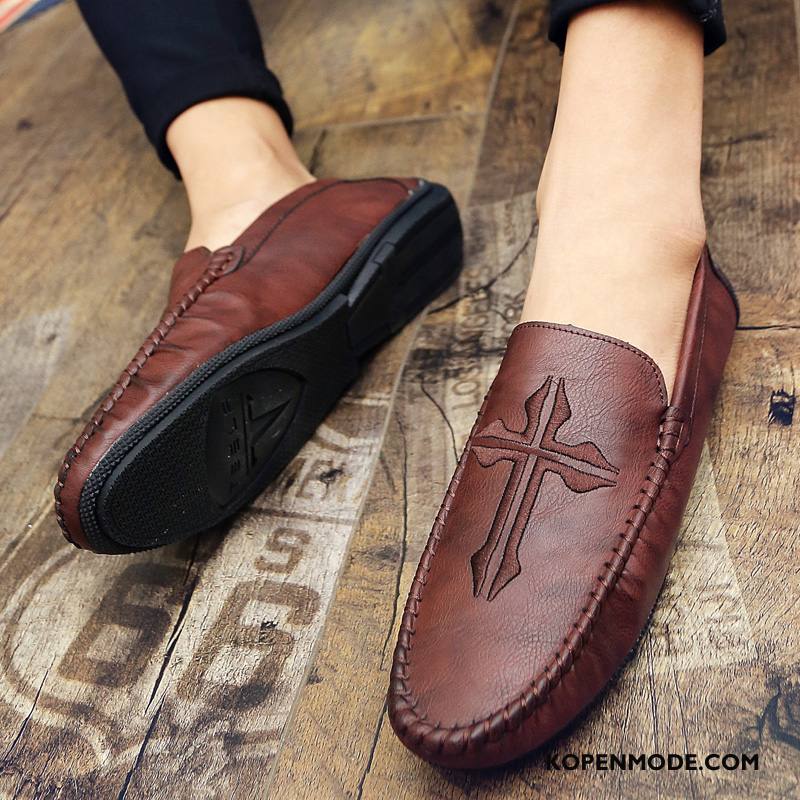 Mocassins Heren Leren Schoenen Trend Mannen Voorjaar Slip On Bootschoenen Zwart