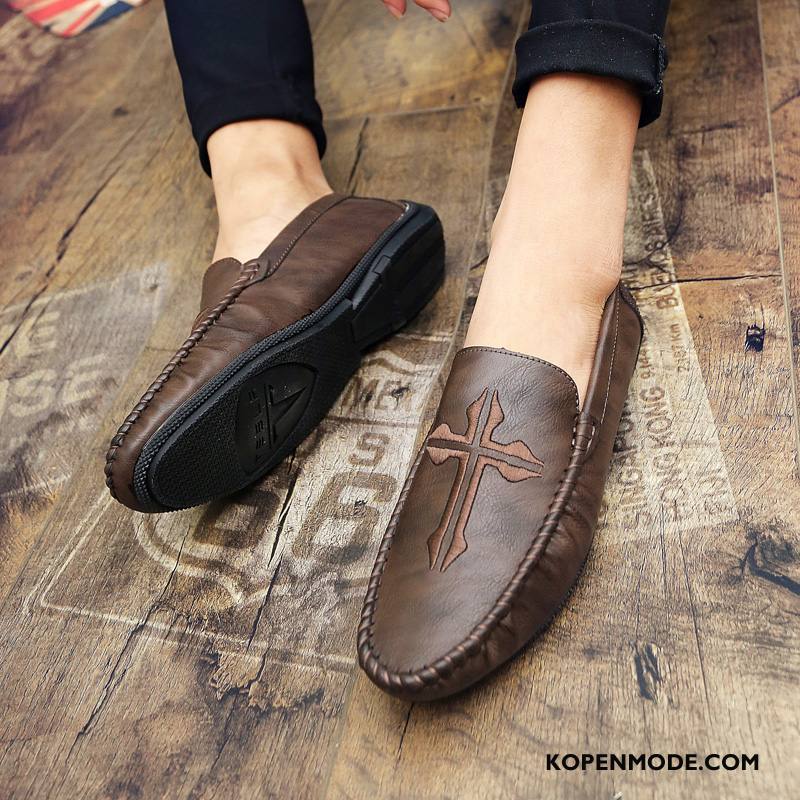 Mocassins Heren Leren Schoenen Trend Mannen Voorjaar Slip On Bootschoenen Zwart