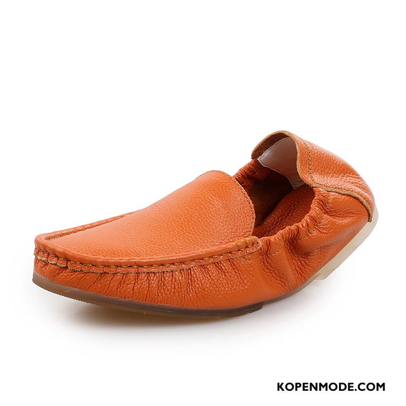 Mocassins Heren Leren Schoenen Zachte Zolen Leer Bootschoenen Slip On Mannen Wit Beige