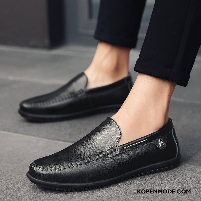 Mocassins Heren Loafers Casual Bootschoenen Sleehak Mannen Echt Leer Wit