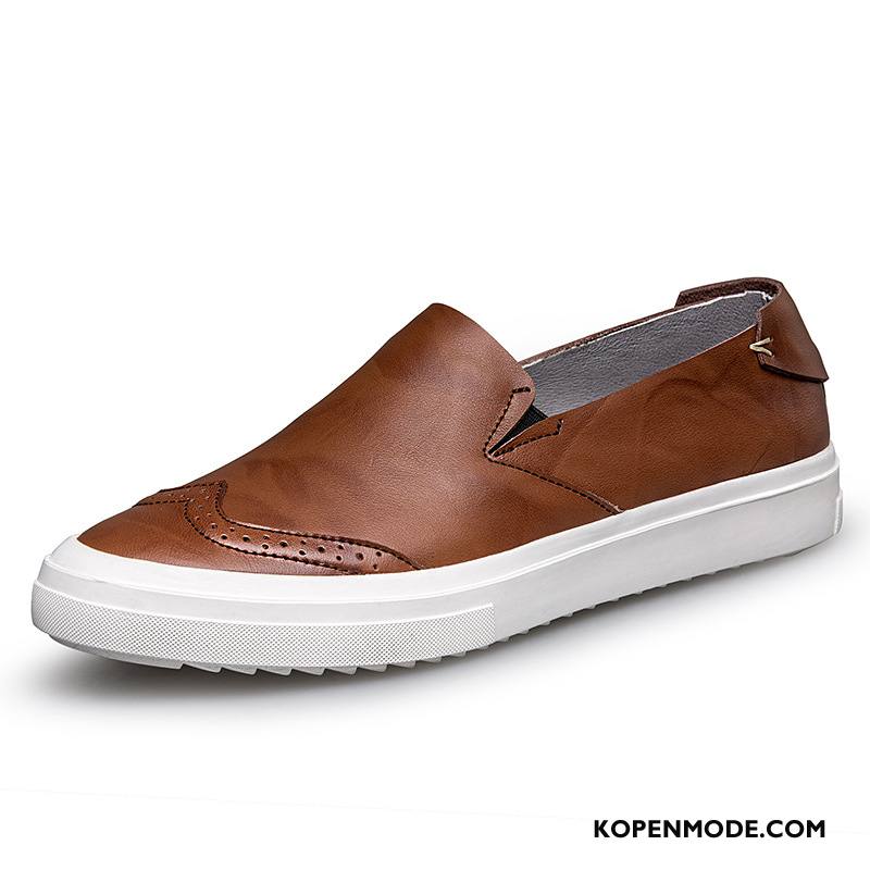 Mocassins Heren Loafers Schoenen Slip On Voorjaar Textiel Mannen Wit Zwart