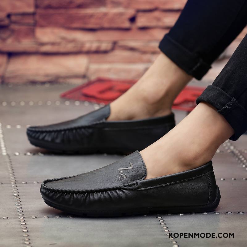 Mocassins Heren Mannen Bootschoenen Trend Slip On Casual Leren Schoenen Zwart