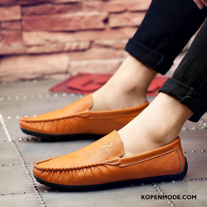 Mocassins Heren Mannen Bootschoenen Trend Slip On Casual Leren Schoenen Zwart