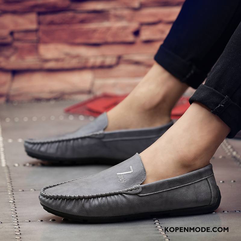 Mocassins Heren Mannen Bootschoenen Trend Slip On Casual Leren Schoenen Zwart