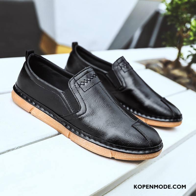 Mocassins Heren Mannen Trend Leren Schoenen Bootschoenen Slip On Casual Zwart