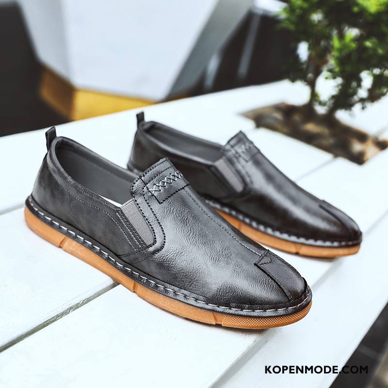 Mocassins Heren Mannen Trend Leren Schoenen Bootschoenen Slip On Casual Zwart