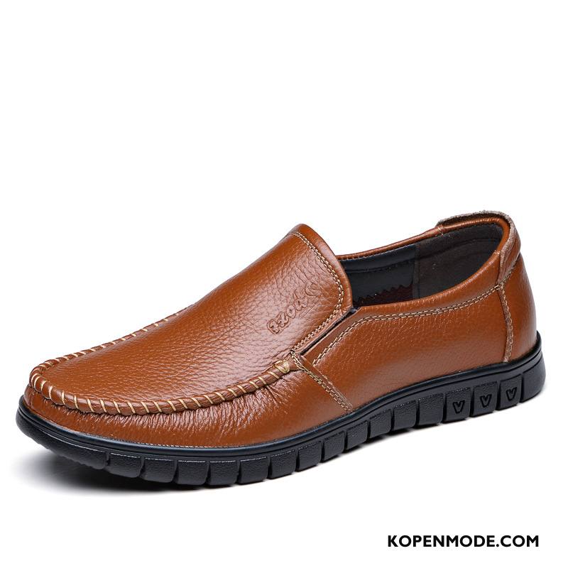 Mocassins Heren Pumps Echt Leer Bootschoenen Loafers Plat Slip On Bruine