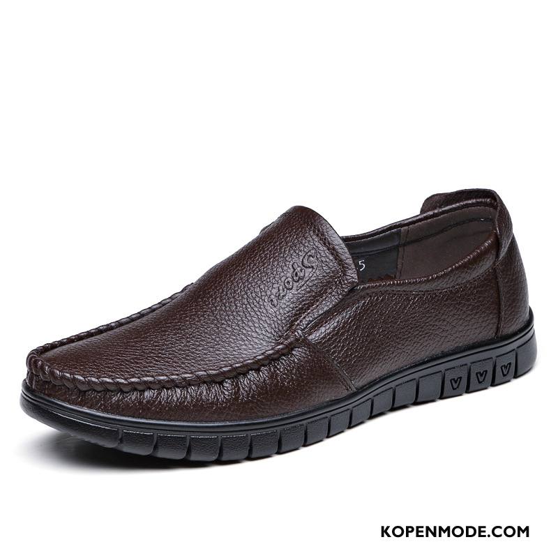 Mocassins Heren Pumps Echt Leer Bootschoenen Loafers Plat Slip On Bruine