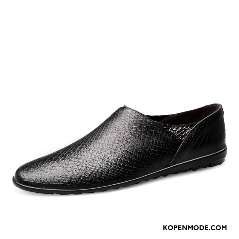 Mocassins Heren Schoenen Alle Wedstrijden Mannen Echt Leer Casual Slip On Zwart