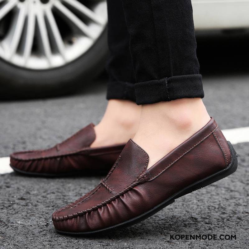 Mocassins Heren Slip On Alle Wedstrijden Herfst Mannen Trend Bootschoenen Rood Bruine