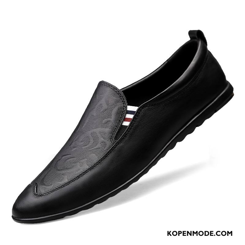 Mocassins Heren Slip On Bootschoenen Echt Leer Zachte Zolen Leren Schoenen Driver Wit Zwart