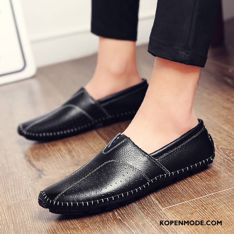 Mocassins Heren Trend Bootschoenen Zomer Slip On Mannen Echt Leer Wit