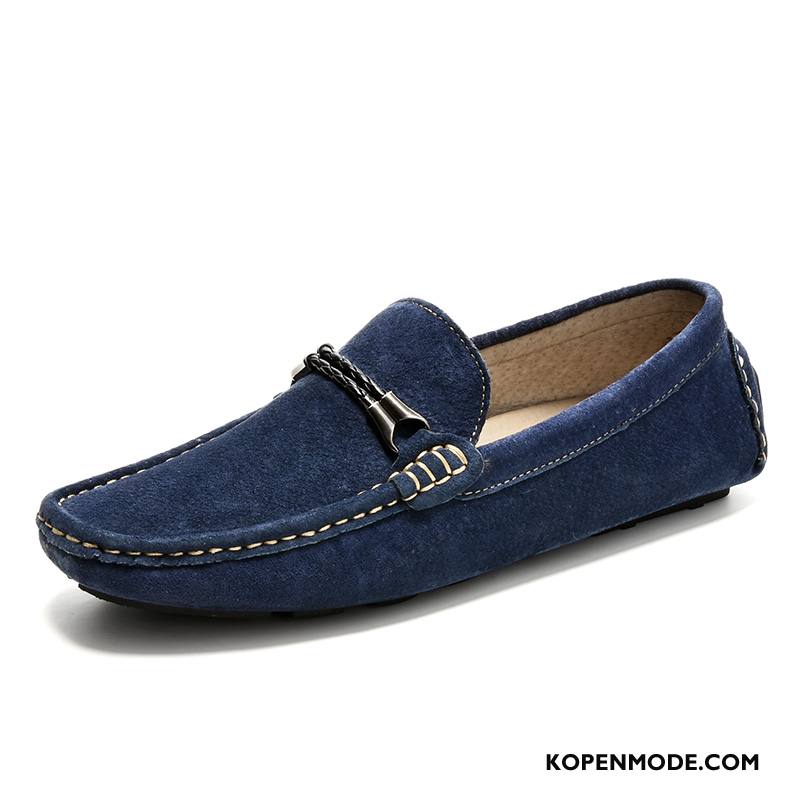 Mocassins Heren Trend Casual Echt Leer Alle Wedstrijden Bootschoenen Schrobben Kaki Groen