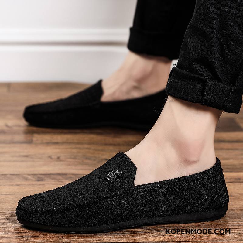 Mocassins Heren Trend Schoenen Leren Schoenen Mannen Slip On Casual Zwart