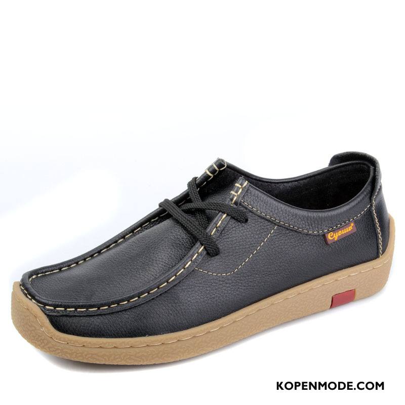 Mocassins Heren Waxen Echt Leer Leren Schoenen Loafers Oxford Driver Zwart