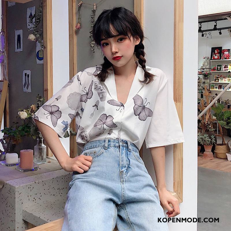 Overhemden Dames Blouse Overhemd Zomer Losse Trend Nieuw Super Rood Wit