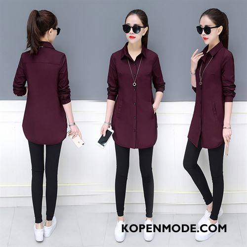 Overhemden Dames Eenvoudige Mode Casual Elegante Trend Voorjaar Effen Kleur Wit