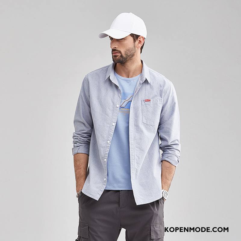 Overhemden Heren Mannen Trend Eenvoudige Jas Casual Zomer Blauw