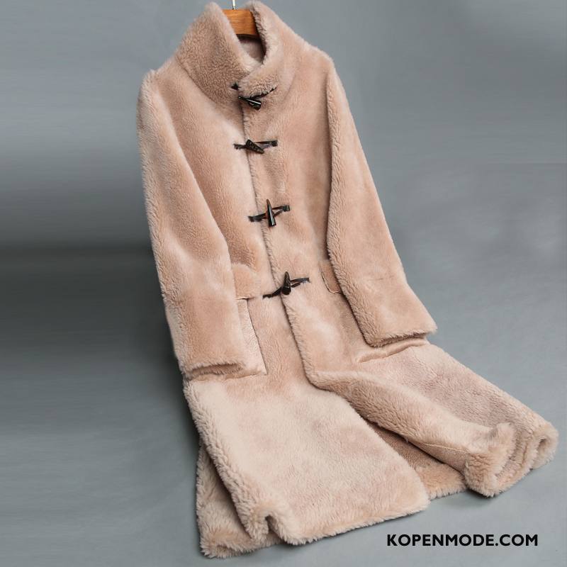 Overjas Dames Met Één Rij Knoppen Winter Elegante Mode Revers Wol Wit Beige