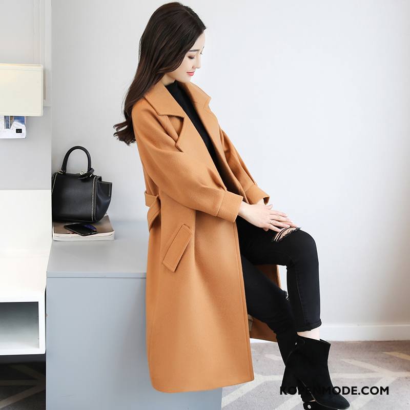 Overjas Dames Mode Populair Jas Wol Stad Eenvoudige Jeugd Oranje