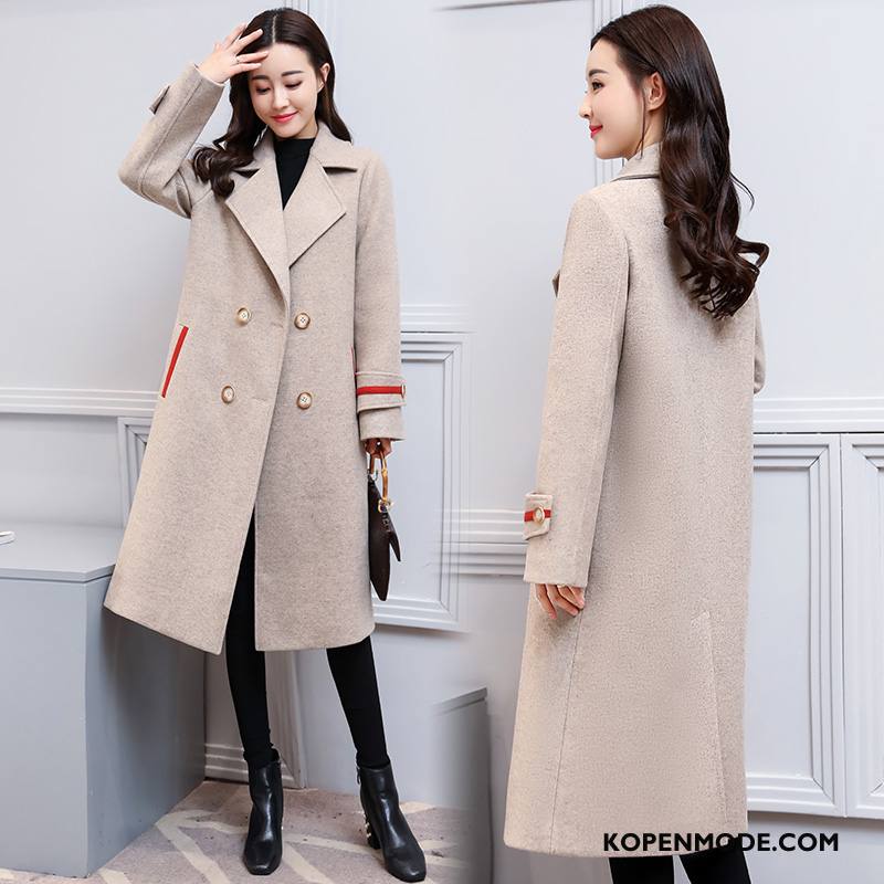 Overjas Dames Slim Fit Voorjaar Lang Elegante Lange Mouwen Mode Effen Kleur Rood