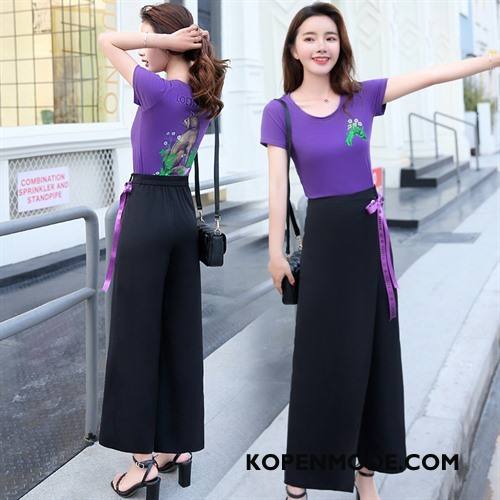 Pakken Dames Comfortabele Losse Slim Fit 2018 Zomer Lange Mouwen Effen Kleur Purper