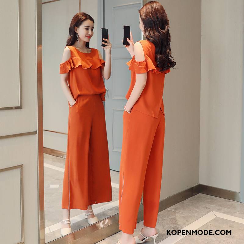 Pakken Dames Mode Verbinding Strapless Elegante Trend Casual Oranje