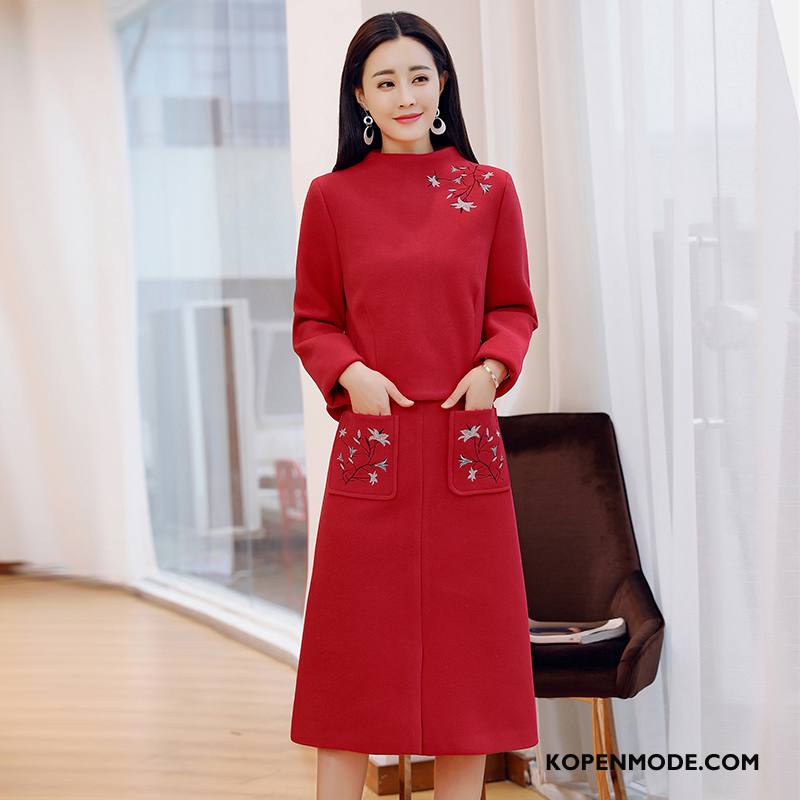 Pakken Dames Trend Mode Slim Fit Twee Stukken Elegante 2018 Rood