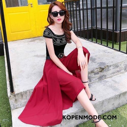 Pakken Dames Zoet Korte Mouw Elegante Dunne Mode Zomer Rood