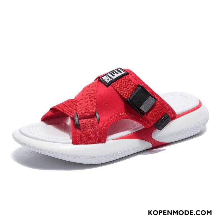 Pantoffels Dames Alle Wedstrijden Plateauzool Vrouwen Mode Trend Zomer Rood Wit