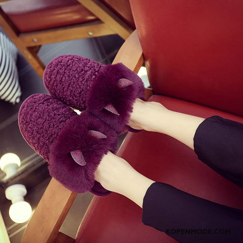 Pantoffels Dames Comfortabele Vrouwen Antislip Winter Warm Lovers Zwart