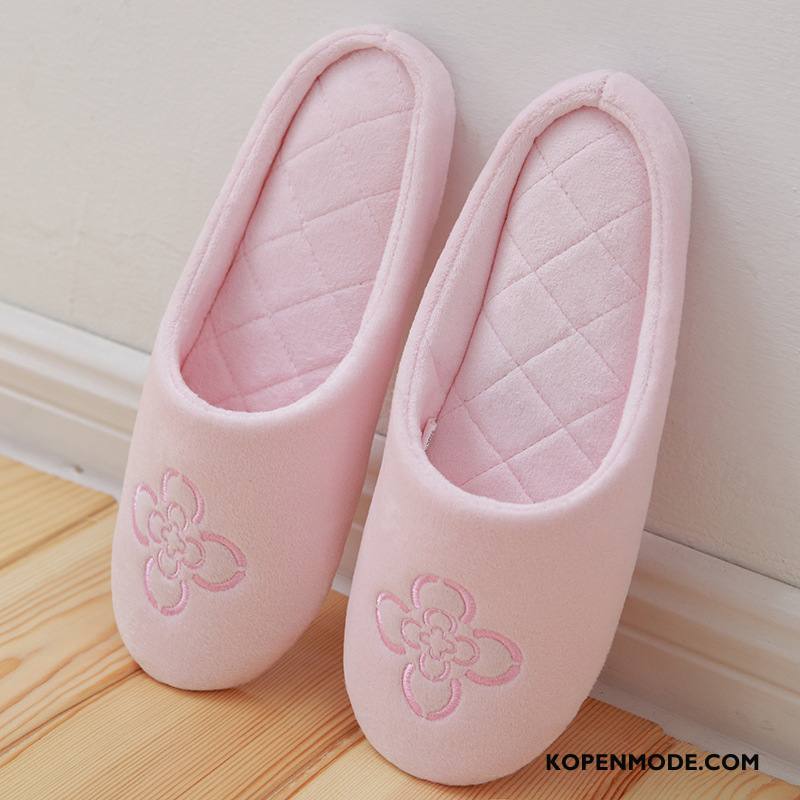 Pantoffels Dames Comfortabele Zuiver Binnen Zachte Zolen Schoenen Bloemen Roze