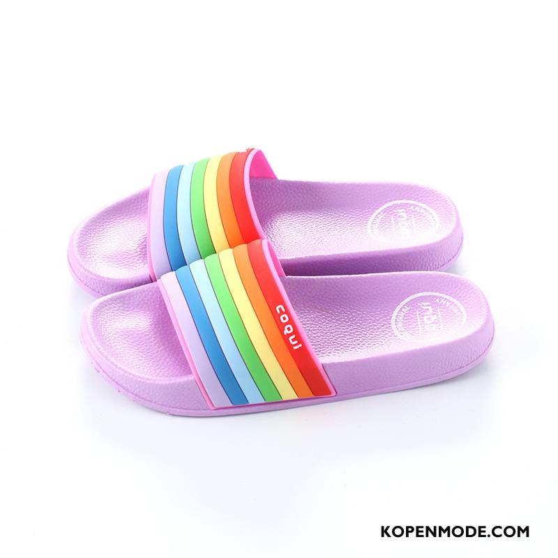 Pantoffels Dames Lovers Streep Zomer Koel Binnen Vrouw Regenboog Zwart