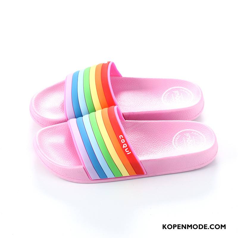 Pantoffels Dames Lovers Streep Zomer Koel Binnen Vrouw Regenboog Zwart