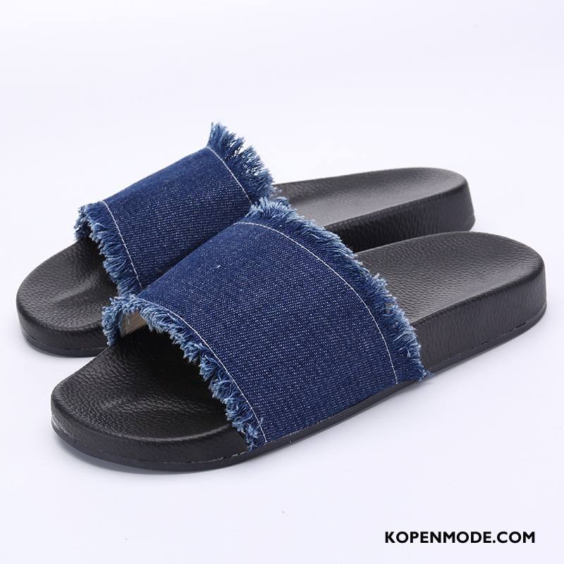 Pantoffels Dames Slippers Trend Plateauzool Binnen Sandaal Denim Roze