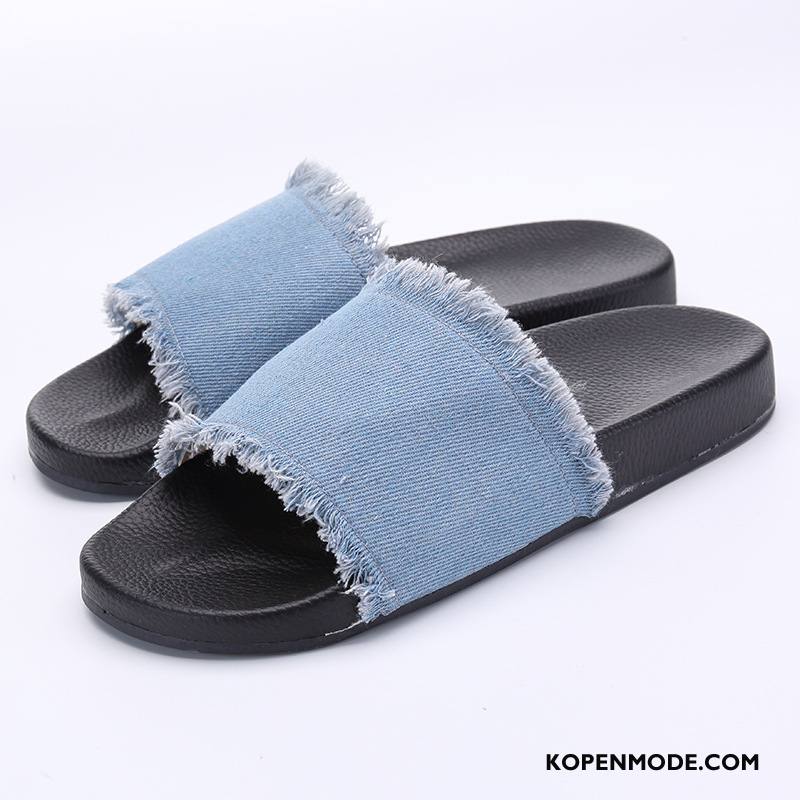 Pantoffels Dames Slippers Trend Plateauzool Binnen Sandaal Denim Roze