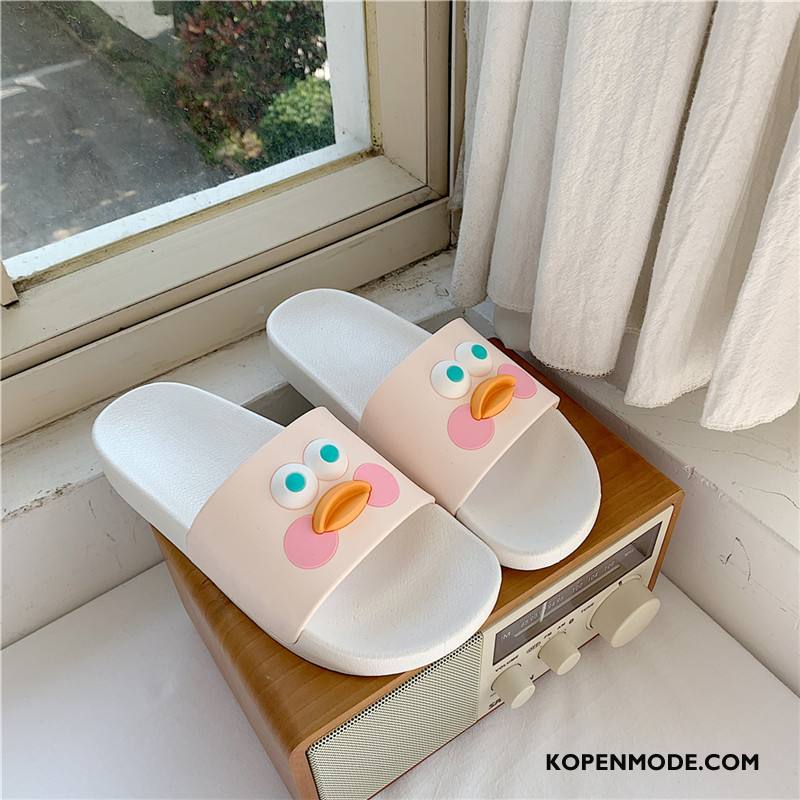 Pantoffels Dames Spotprent Binnen Slippers Zomer Mooie Badkamer Geel