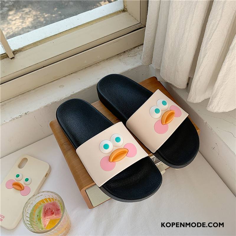 Pantoffels Dames Spotprent Binnen Slippers Zomer Mooie Badkamer Geel