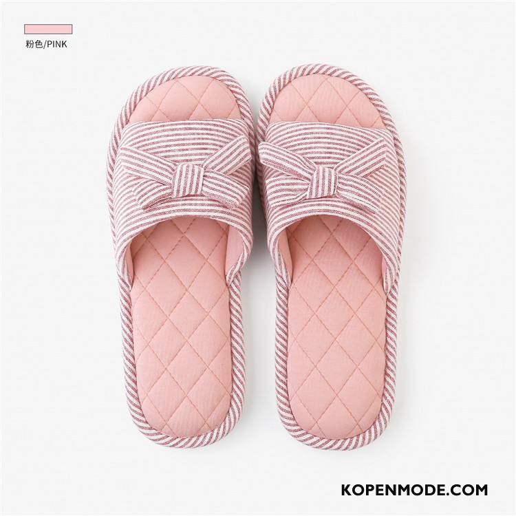 Pantoffels Dames Student Katoen Zachte Zolen Textiel Antislip Binnen Roze