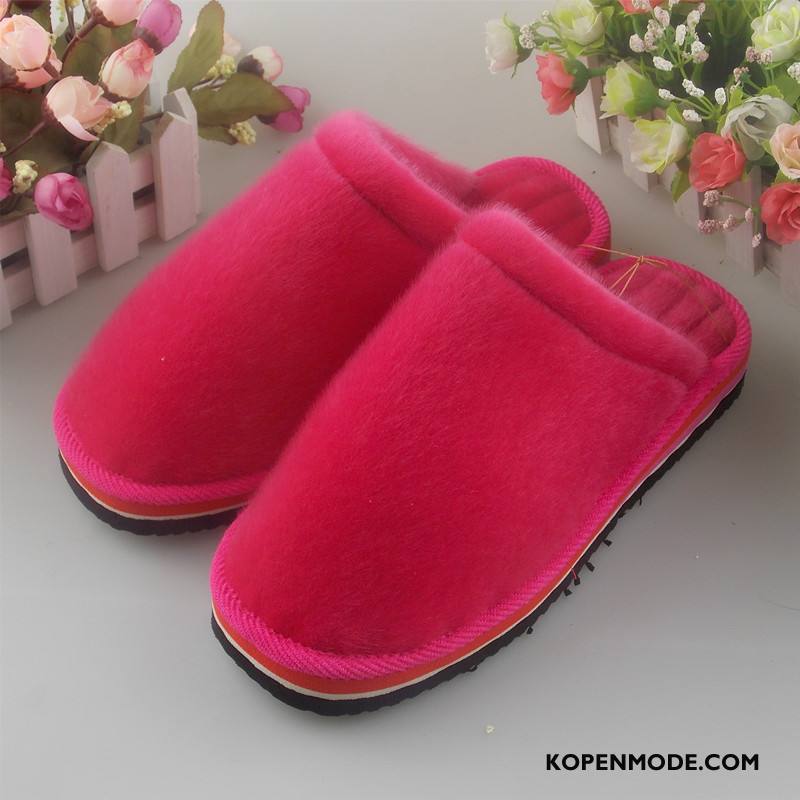 Pantoffels Dames Warm Katoen Binnen Schoenen Herfst Langs Roze